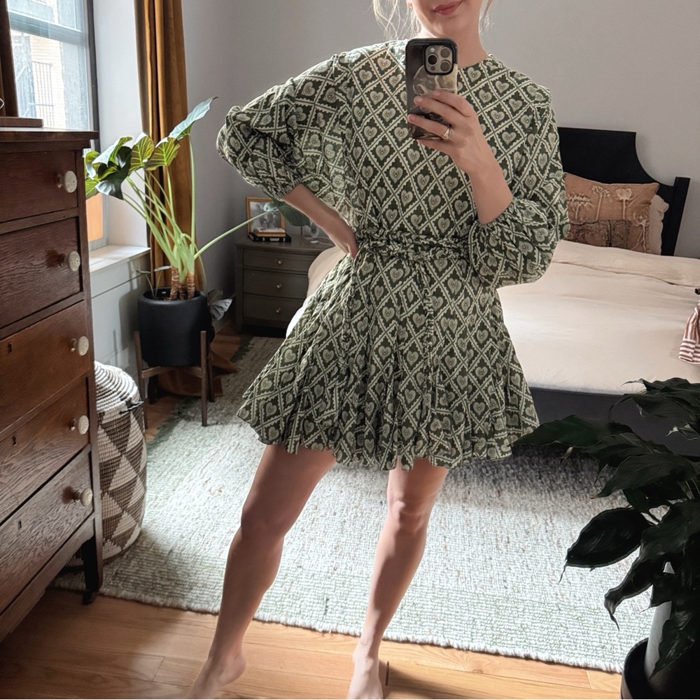 RHODE Olive Heart Pattern Dress